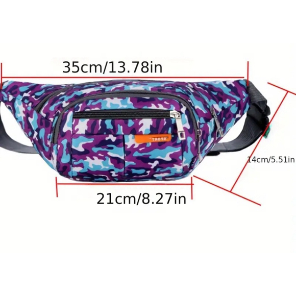 Unisex Fanny Pack One Size Purple Blue Camo - Picture 2 of 2